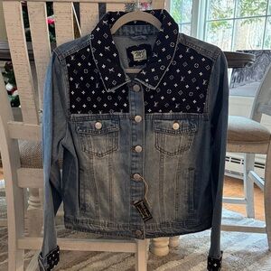 Denim Jacket with Faux Black Louis Vuitton Accents